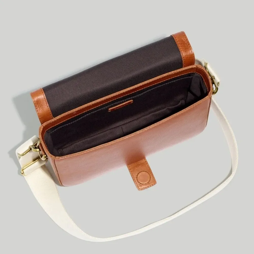 NWT Madewell The Transport Flap Shoulder Bag Leather in English Saddle Crossbody - Picture 3 of 11